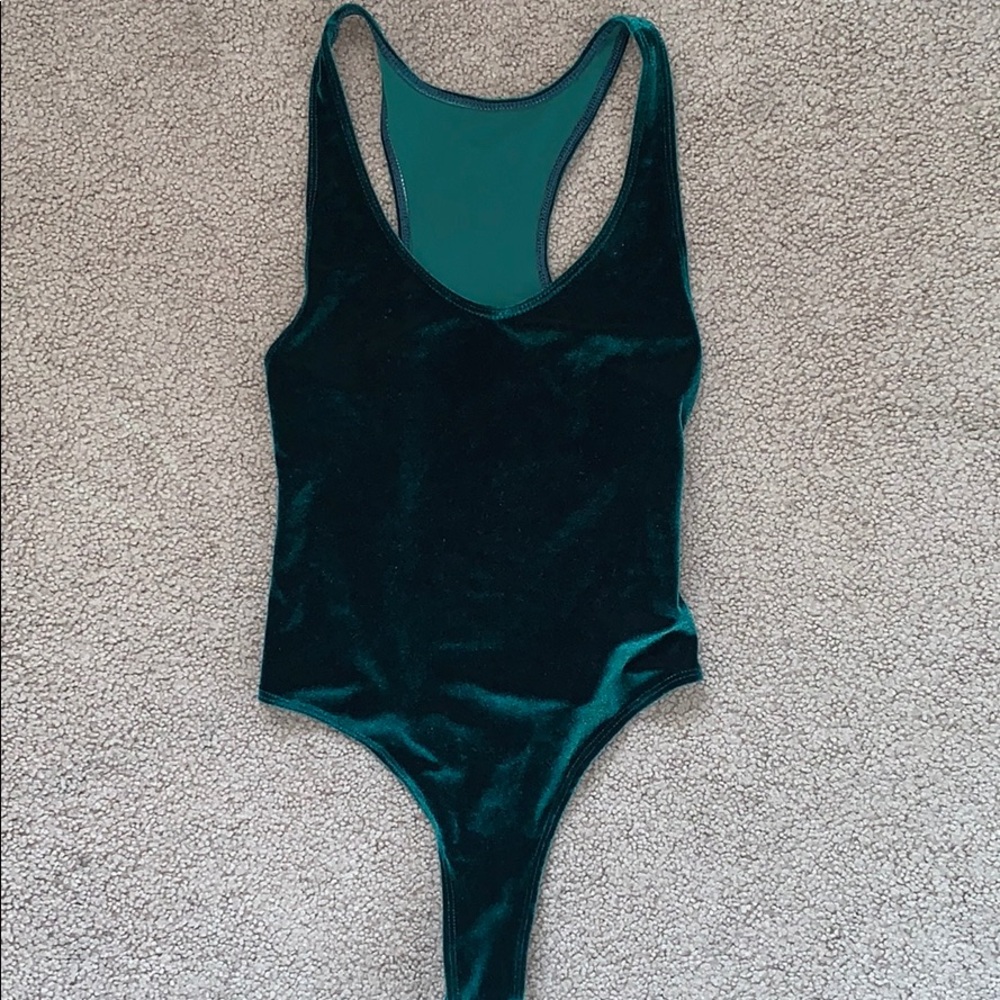American Apparel Green Velvet Bodysuit